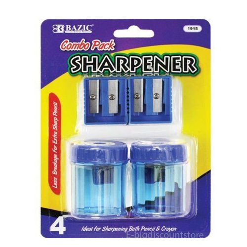Bazic 2 Dual Blade Sharpener + 2 Round Receptacle Sharpener Assorted colors New!