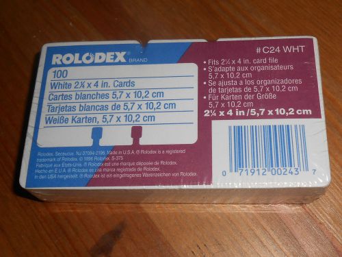 Rolodex Brand 2 1/4&#034; x 4&#034; REFILL CARDS 100 Pack New Sealed C24 WHT White Plain