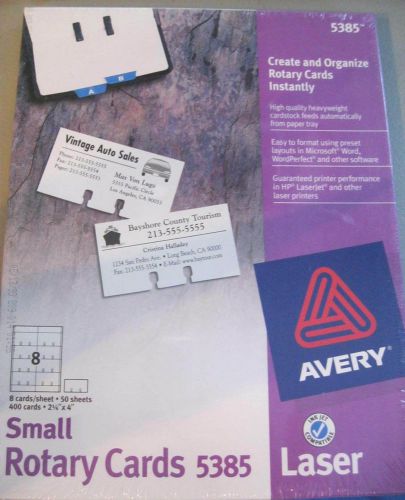 Avery 5385 Laser Inkjet Rotary Cards 2-1/6&#034;x4&#034; 400 Cards/BX, White - NEW IN BOX