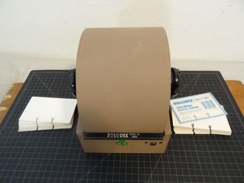 Vintage Metal Rolodex Large Model 5350 Rotating Index Card File with Index Cards