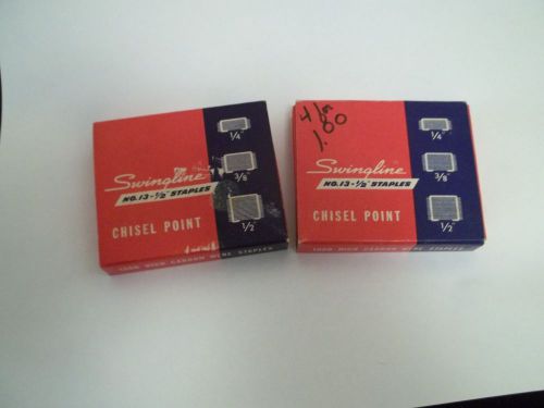 2 full  boxes Vintage Swingline No.13 1/2&#034; staples high carbon wire 2000 staples