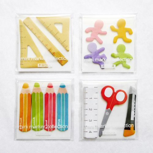 LOT of 4 pc SET Mini Paper Sticky Notes/Page Markers/Flags Post-Its Rulers Tools