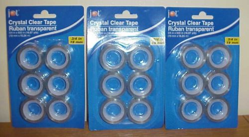 3 Packs Crystal Clear Scotch Tape- Lot of 18- Each 3/4 in X 600 in. FREE SHIP
