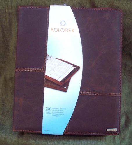 BUSINESS/CREDIT CARDS  BROWN FAUX LEATHER NOTEBOOK *240* CAPACITY-ROLODEX~NEW