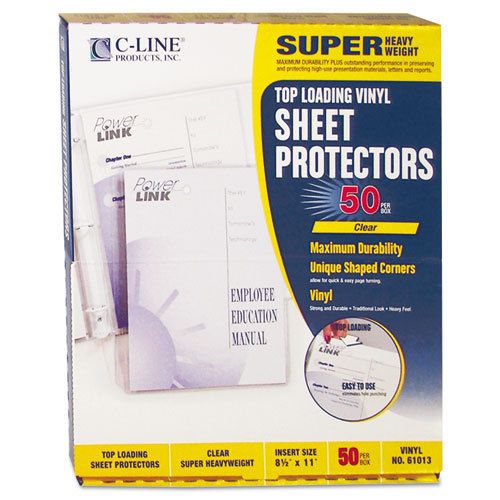Super heavyweight vinyl sheet protector, clear, 11 x 8 1/2, 50/bx for sale