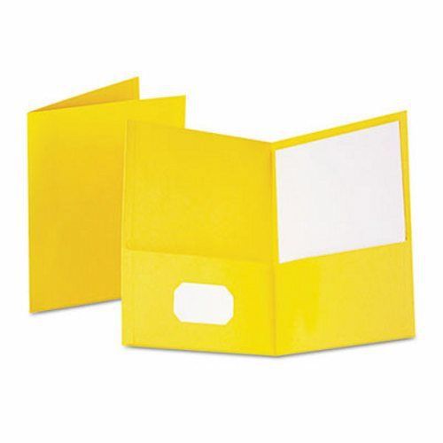 Oxford Twin-Pocket Folder, Embossed Leather Grain Paper, Yellow (OXF57509)