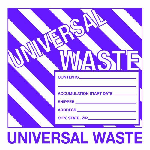 500 ea universal waste 6&#034; x 6&#034; label hazardous sticker bytape logic 500 per roll for sale