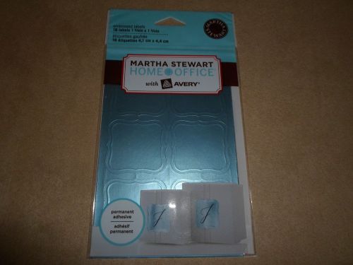 18 Martha Stewart Home Office Metallic Blue Embossed Labels~BRAND NEW IN PACKAGE