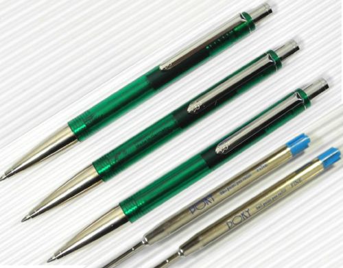 30pcs PIRRE PAUL&#039;S 610 ball point pen clear GREEN +10 refills parker style BLUE