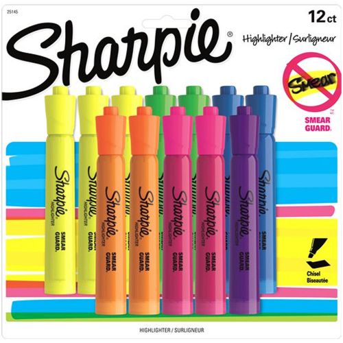 12 Sharpie Accent Tank Ink Supply Highlighters 6 Colors