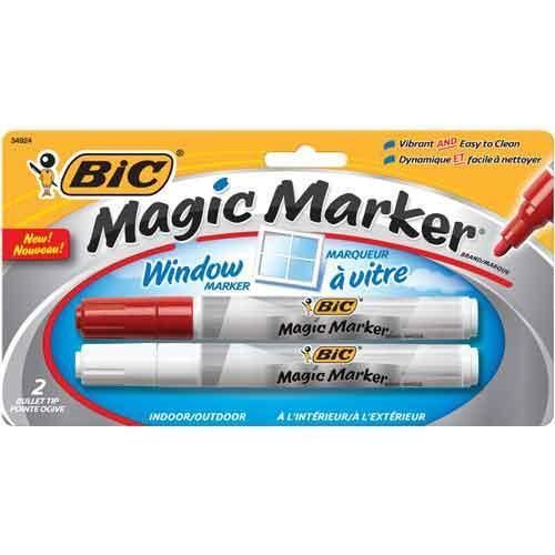 BIC Magic Marker Window Markers Bullet Tip Red and White 2 Count