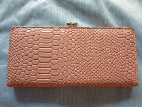 Angel skin pink Crocodile Embossed Leather leatherette Wallet Purse Clutch