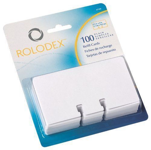 Rolodex 67558 Plain Unruled Refill Card, 2 1/4 X 4, White, 100 Cards/pack