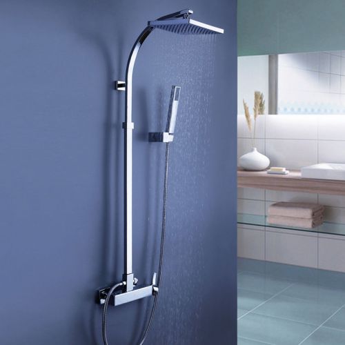 Modern exposed rain shower head &amp; hand shower shower system chrome free shipping for sale
