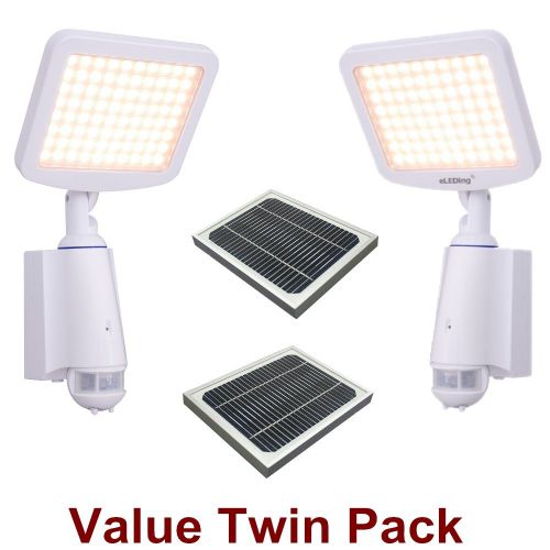 Solar powered motion activated 80 led security flood lights twin pack by eesgi for sale