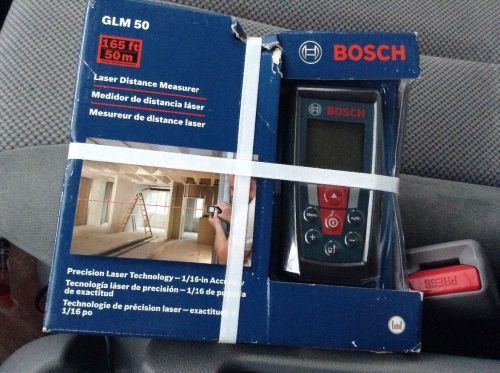 New bosch glm 50 laser distance measurer with 165-feet range and backlit display for sale