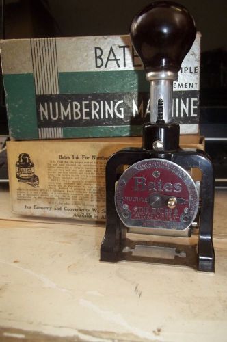 Vintage Bates Numbering Machine 7 Wheels Style E. Original Box