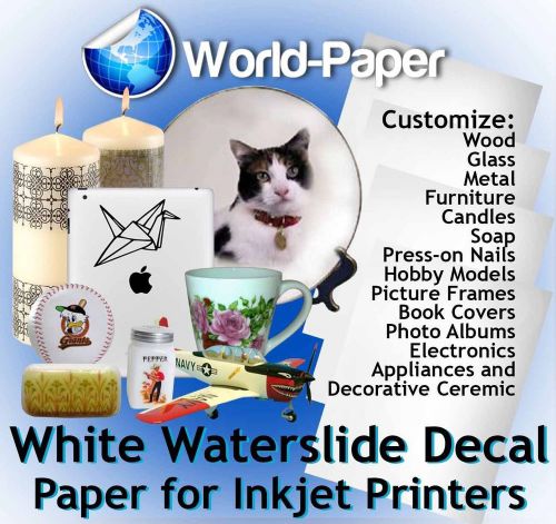 25 sheets 11&#034;x17&#034;&#034; inkjet waterslide decal paper white for sale