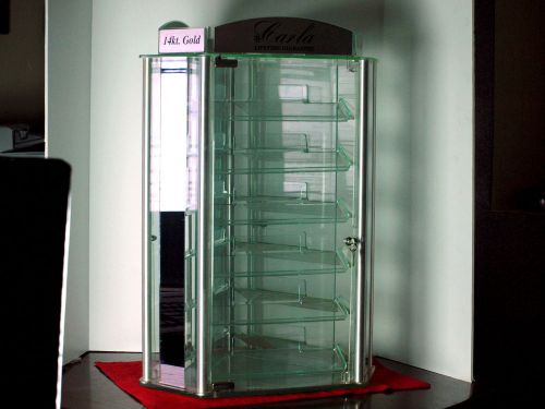 Spinning Body Jewelry Display Case With Lock and Key