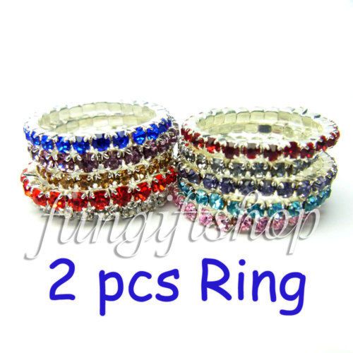 2pcs Jewelry Diamond Rhineston Ring Color Ring M1 NEW