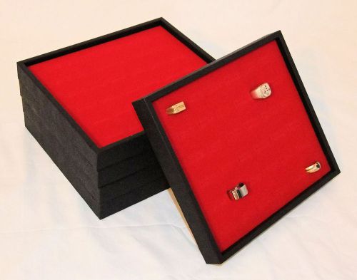 5 QUANTITY DISPLAY TRAYS WITH RED 36 RING INSERTS