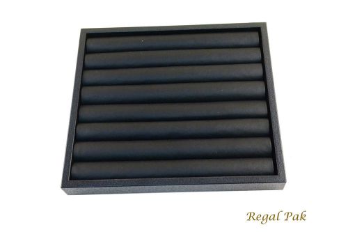 Black Half Size Tray With Black Leatherette 1&#034;H Ring Slot Foam