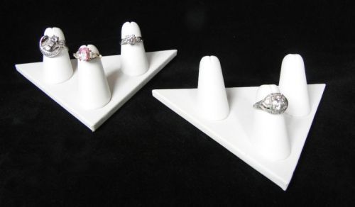 Two 3-Finger Ring Display White Jewelry Showcase