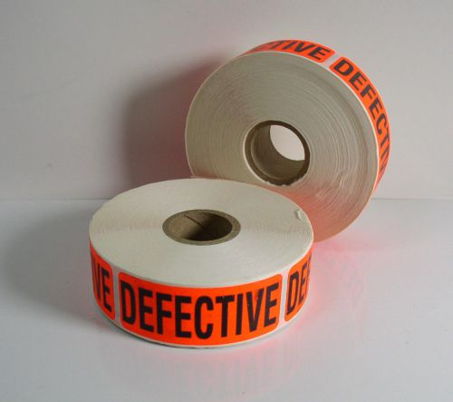 (1000) &#034;DEFECTIVE&#034; Label 2-5/8&#034; x 1&#034; Sticker Inventory Control 2 Rolls of 500