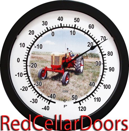 New Vintage Yellow and Red Case Tractor 14&#034; Round Thermometer Christmas Gift