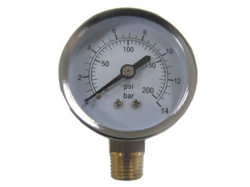 Air compressor pressure / hydraulic gauge 2&#034; face side mount 1/4&#034; npt 0-200 psi for sale