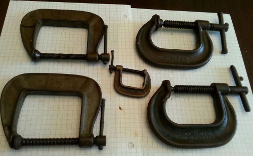 Lot of 5 c clamps (2-pony, 2-j.h. williams &amp; 1 b &amp;c) for sale