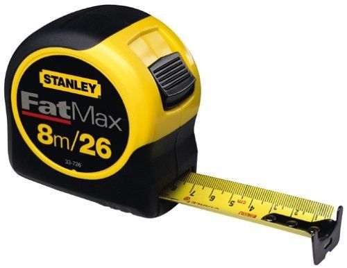 Stanley 8m 26&#034; feet x 1-1/4&#034; inch fatmax metric fractional tape rule heavy duty for sale