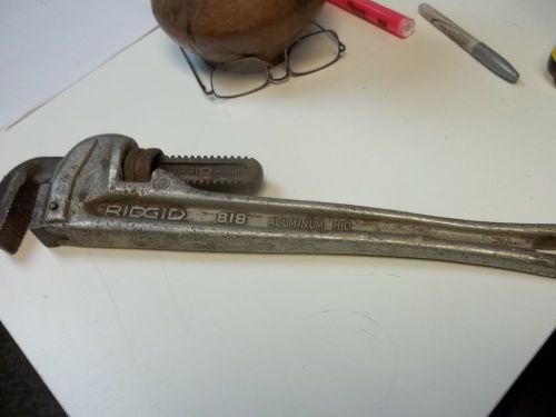 Ridgid 818 18&#034; Aluminum Pipe Wrench Made In USA Used Good Jaws