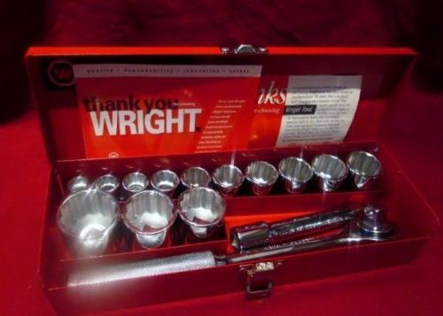Wright Tools 15 Piece 1/2&#034; Drive 12 Point Socket Set Brand New