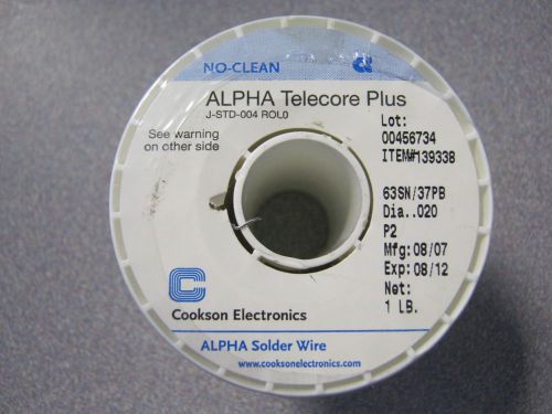ALPHA No Clean Telecore Plus Leaded Solder - 63SN/37PB ROL0 Dia .020 Cookson 1LB