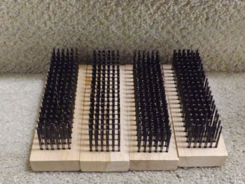 *NEW* 4 DQB WIRE SCRATCH BRUSH, STRAIGHT BACK, 6 X 19 ROW, TEMPERED STEEL, WOOD