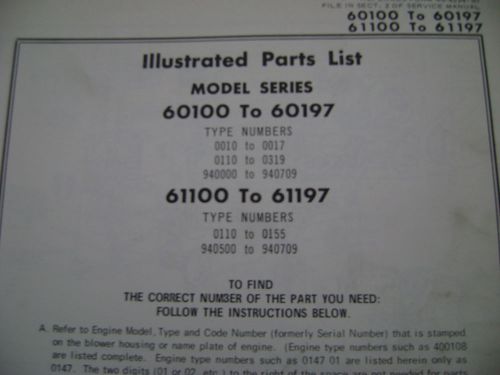 briggs and stratton parts list model series 60100 to 60197 and 61100 to 61197