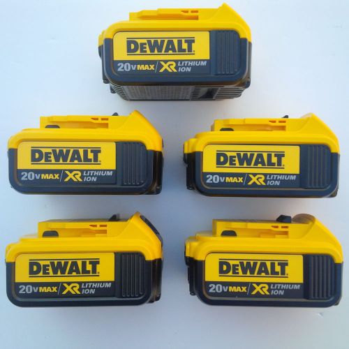 5 New Genuine Dewalt 20V DCB204 4.0 AH Lit-ion Batteries For Drill, Saw, 20 Volt
