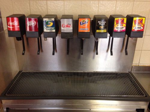 Lancer icd 23308 8 flavor soda / beverage dispenser + ice bin + rack for sale