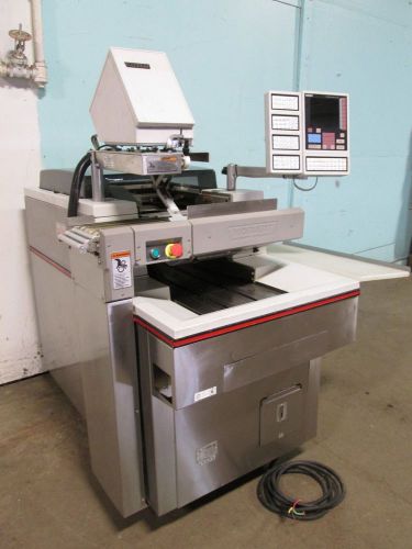 &#034;HOBART&#034; H.D. COMMERCIAL PROGRAMMABLE LABELING HIGH SPEED MEAT WRAPPING MACHINE