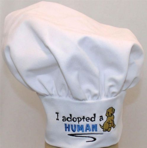 White Puppy Dog Adoption Chef Hat Child Size I Adopted a Human Custom Monogram