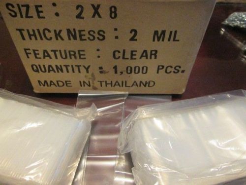 1000  2 x 8 inch Zip Lock Bags Clear Storage Bags Strong 2 Mils Thick Crafts