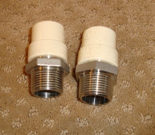 (lot of 2) kbi 3/4&#034; cpvc transition adapter cpvc/cts x stainless mipt tms-0750 for sale