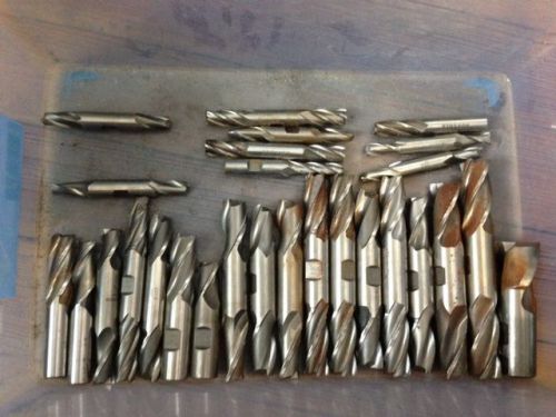 Lot of 27 used large Endmills, 1/2 - 1&#034; double sided Machinist tools!