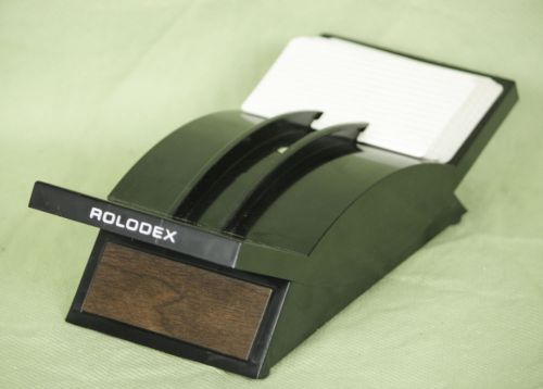 Vintage Rolodex V-Glide GL-24 Woodgrain 95+ File Ruled Cards Recipe Box Holder