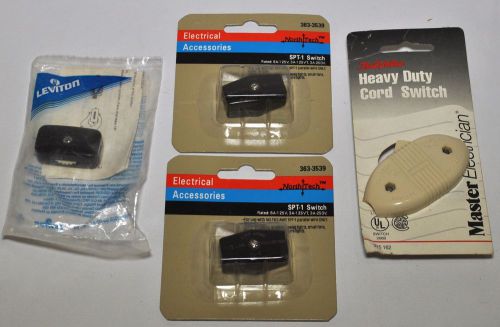 Lot of 4 In Line Cord Switch 3 Brown 1 Ivory Leviton SPT-1 363-3539 375-162