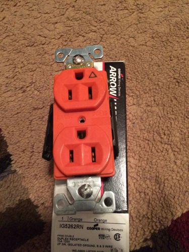 Cooper wiring device duplex receptacle outlet orange- ig5262rn for sale
