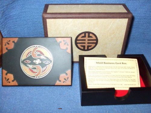 Inlaid Wood Business Card Holder with Inlaid Design