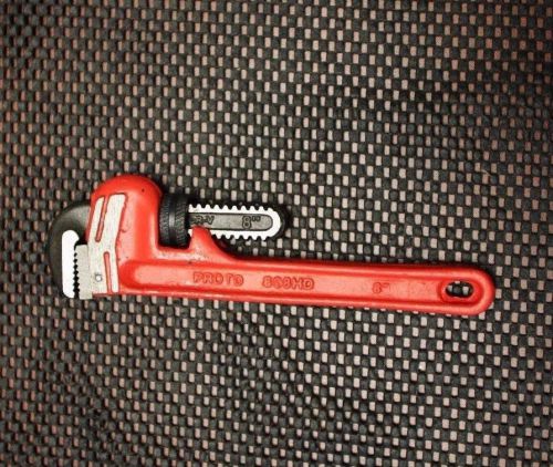 PROTO  Straight Pipe Wrench, Steel, 8 in. L J808HD Made in the USA
