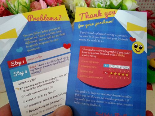 5 Stars Service Rating Cards Thank You for Your Purchase Card 100pcs Free Ship